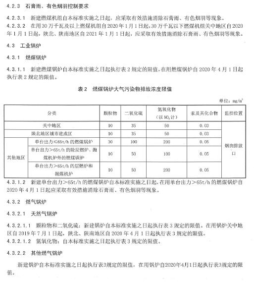 鍋爐大氣汙染物排放標準